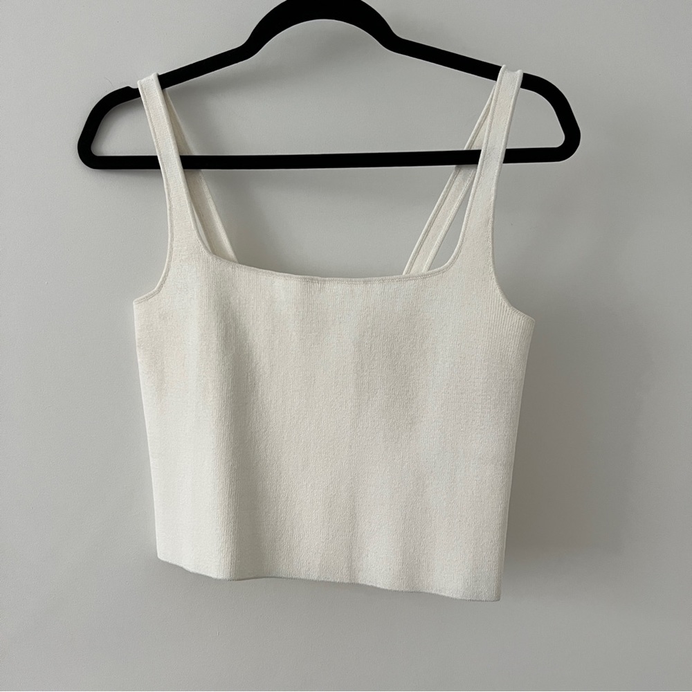 Scanlan Theodore Crepe Knit Tank Top in Cream Size M